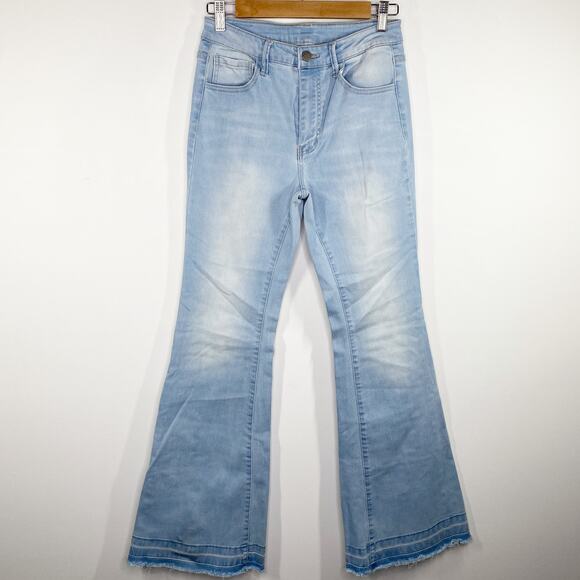 Black Label C'est Toi Light Wash Blue Denim Flare Jeans Women's Size 5 26 - Picture 1 of 9